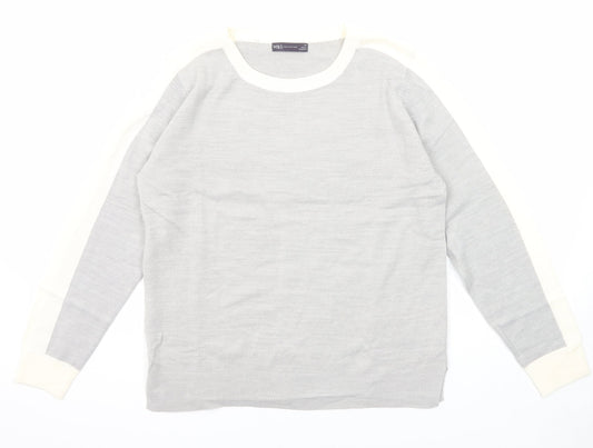 Marks and Spencer Womens Grey Round Neck Acrylic Pullover Jumper Size 14