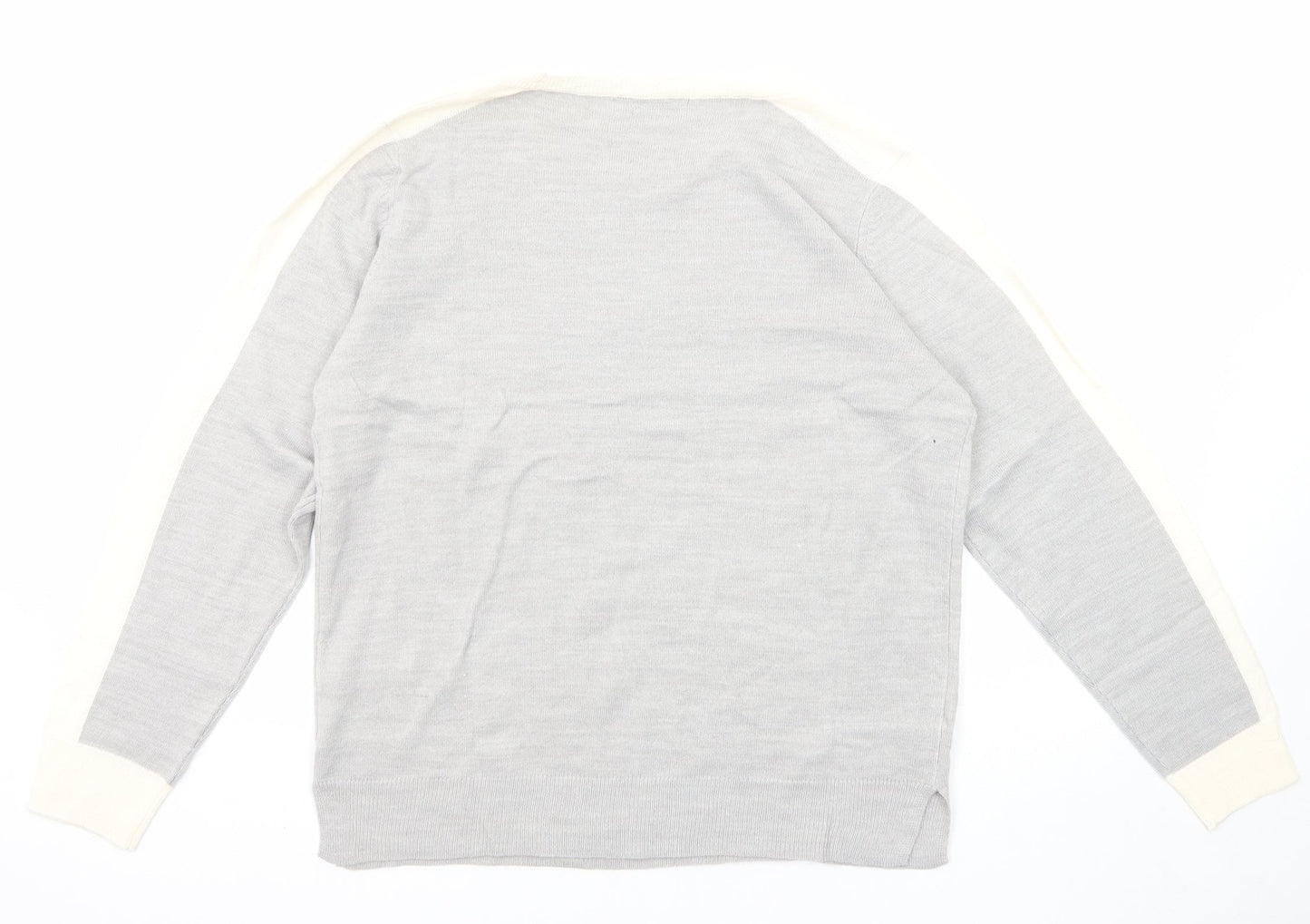 Marks and Spencer Womens Grey Round Neck Acrylic Pullover Jumper Size 14