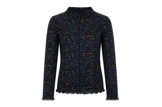 Front view of Marks & Spencer girls’ black geometric polyester basic blouse, years mock neck pullover - star print
