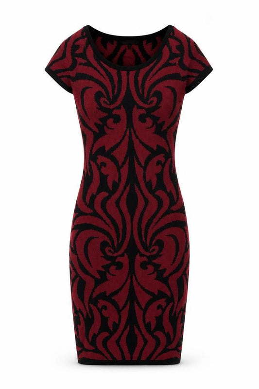 Julien Macdonald Womens Pink Geometric Polyester Pencil Dress Size 8 Scoop Neck Pullover