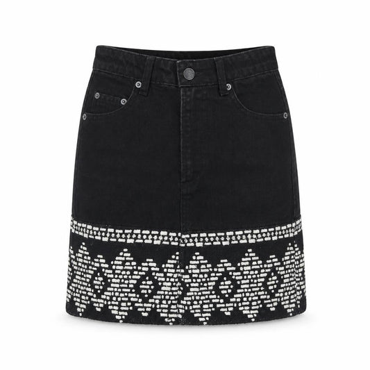 Stradivarius Womens Black Geometric Cotton A-Line Skirt Size 6 Zip