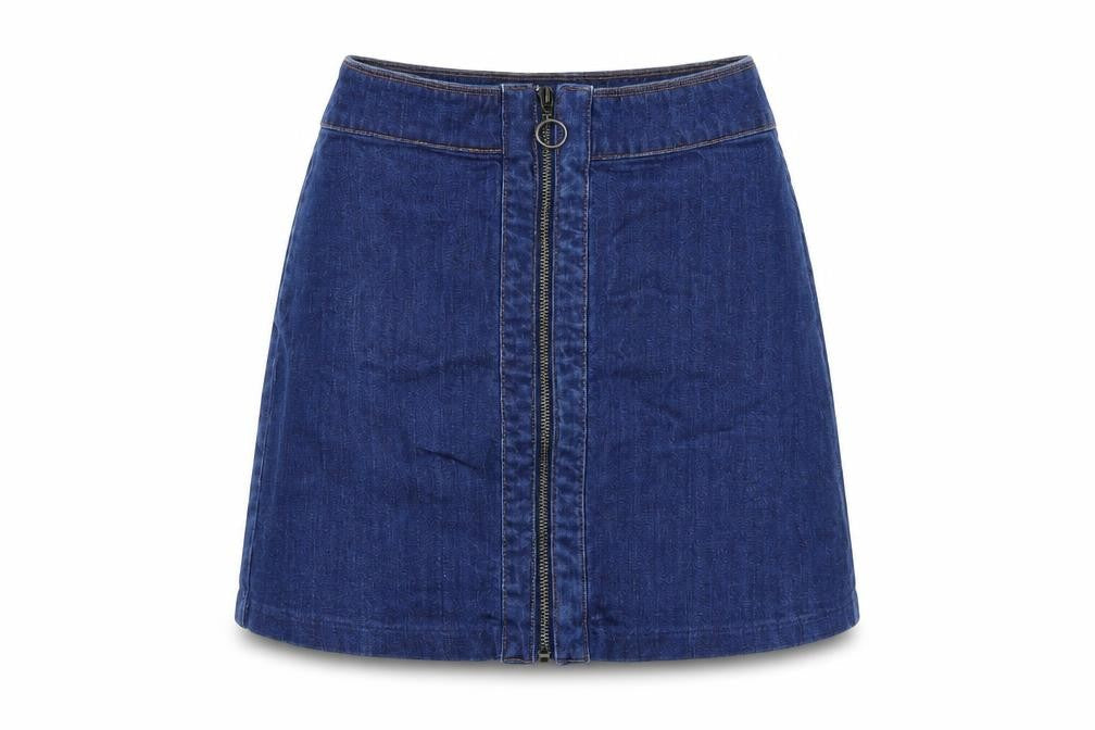 H&M Womens Blue Cotton A-Line Skirt Size 6 Zip