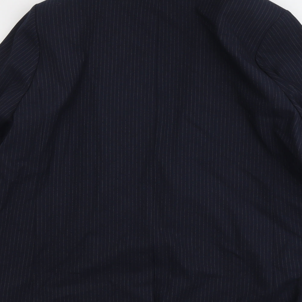 Marks and Spencer Womens Blue Pinstripe Polyester Jacket Suit Jacket Size 20