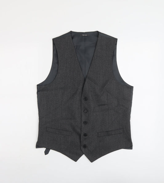 Marks and Spencer Mens Grey Polyester Jacket Suit Waistcoat Size 38 Regular