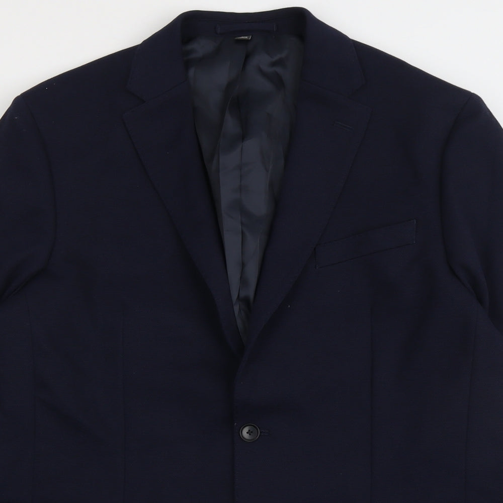 Marks and Spencer Mens Blue Polyamide Jacket Suit Jacket Size 42 Regular