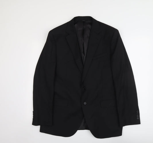 Marks and Spencer Mens Black Polyester Jacket Suit Jacket Size 42 Regular