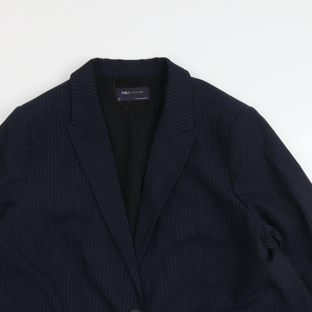 Marks and Spencer Womens Blue Pinstripe Polyester Jacket Suit Jacket Size 20