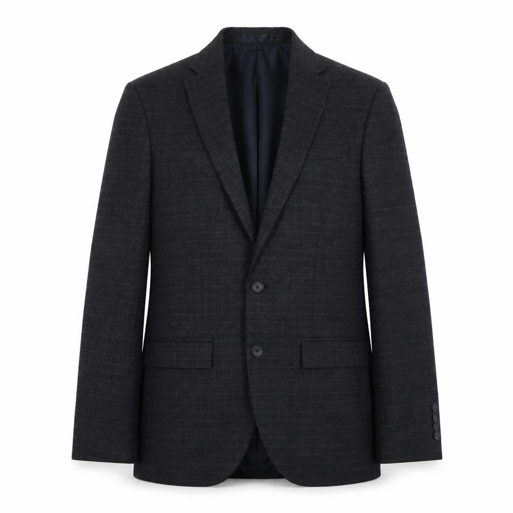 Marks & Spencer Mens Grey Plaid Polyester Jacket Suit Jacket Size 36 Regular