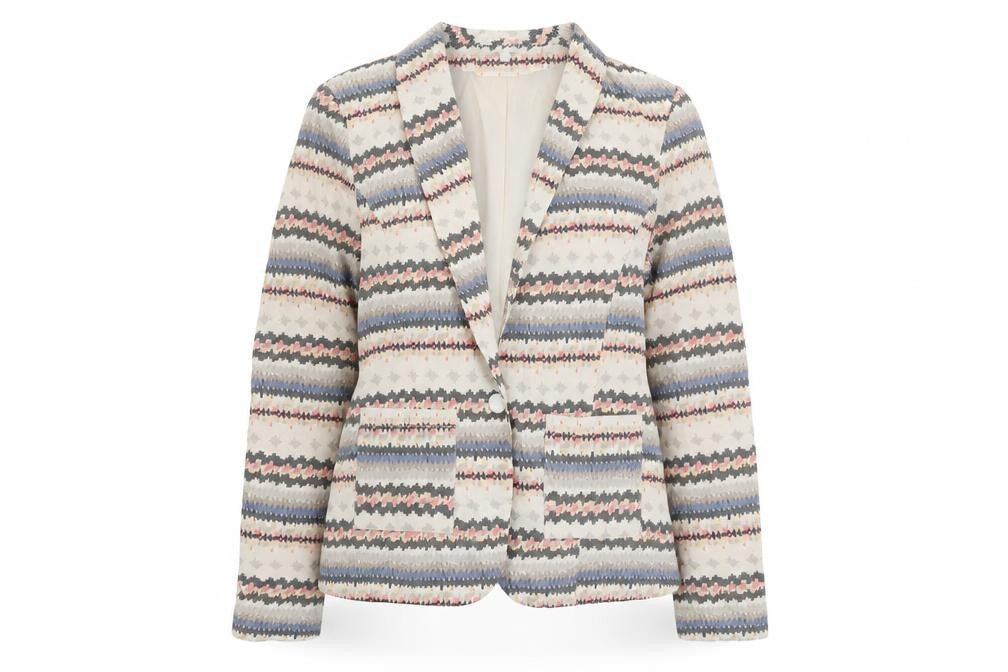 VILA Womens Multicoloured Geometric Viscose Jacket Blazer Size XL