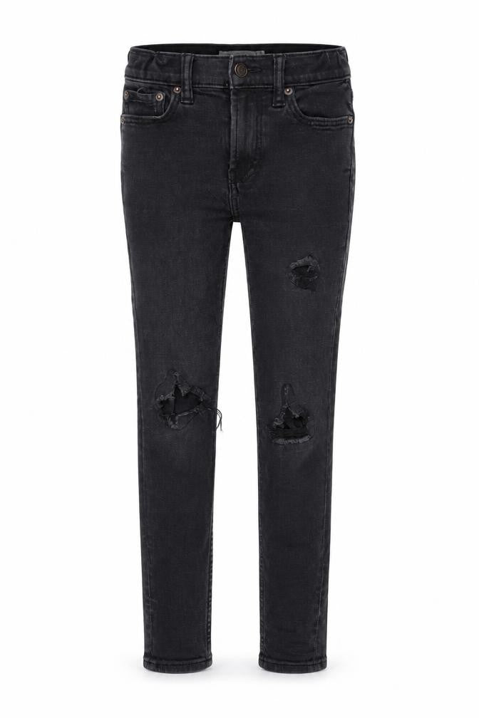 Abercrombie & Fitch Girls Grey Cotton Skinny Jeans Size 9-10 Years Regular Button - Distressed