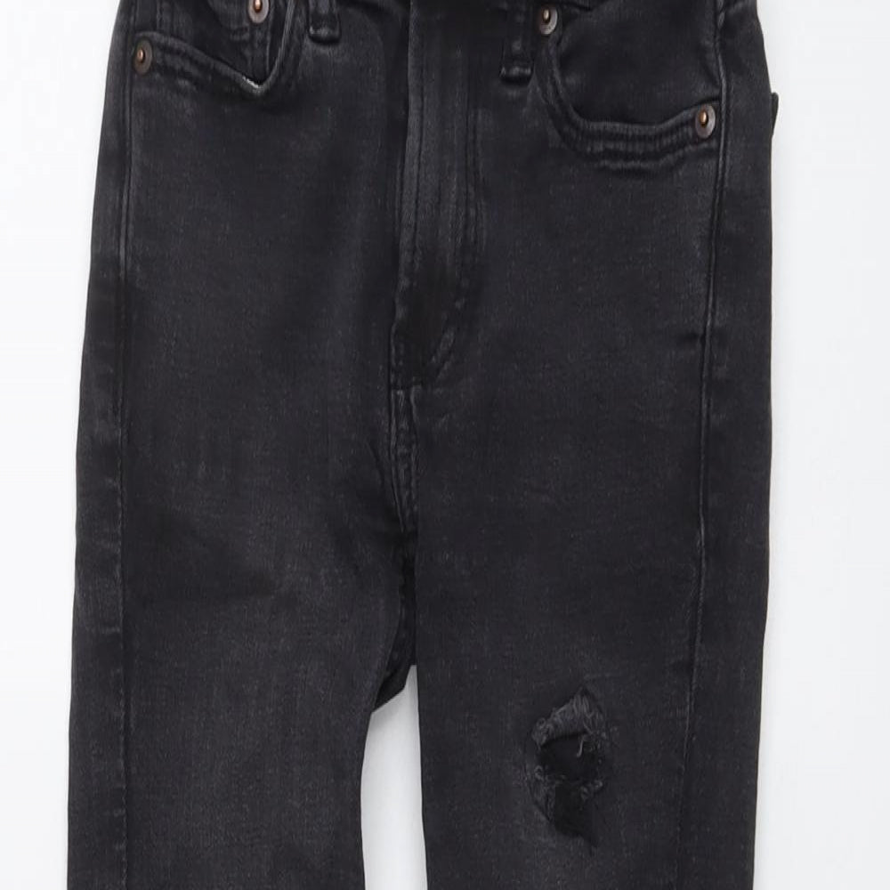 Abercrombie & Fitch Girls Grey Cotton Skinny Jeans Size 9-10 Years Regular Button - Distressed