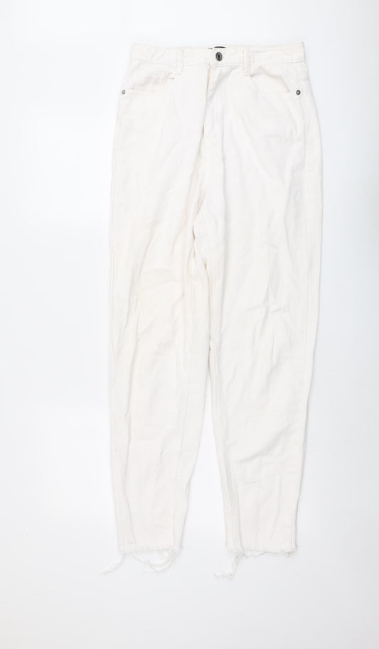 Missguided Womens Ivory Cotton Skinny Jeans Size 10 L29 in Regular Button