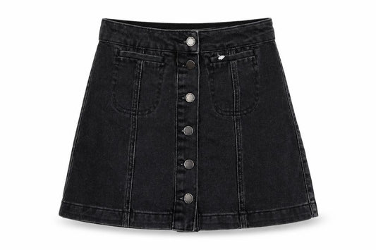 Topshop Womens Grey Cotton Mini Skirt Size 6 Button