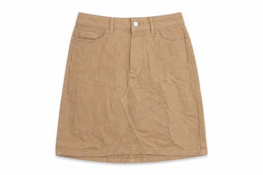 New Look Womens Beige Cotton A-Line Skirt Size 8 Button