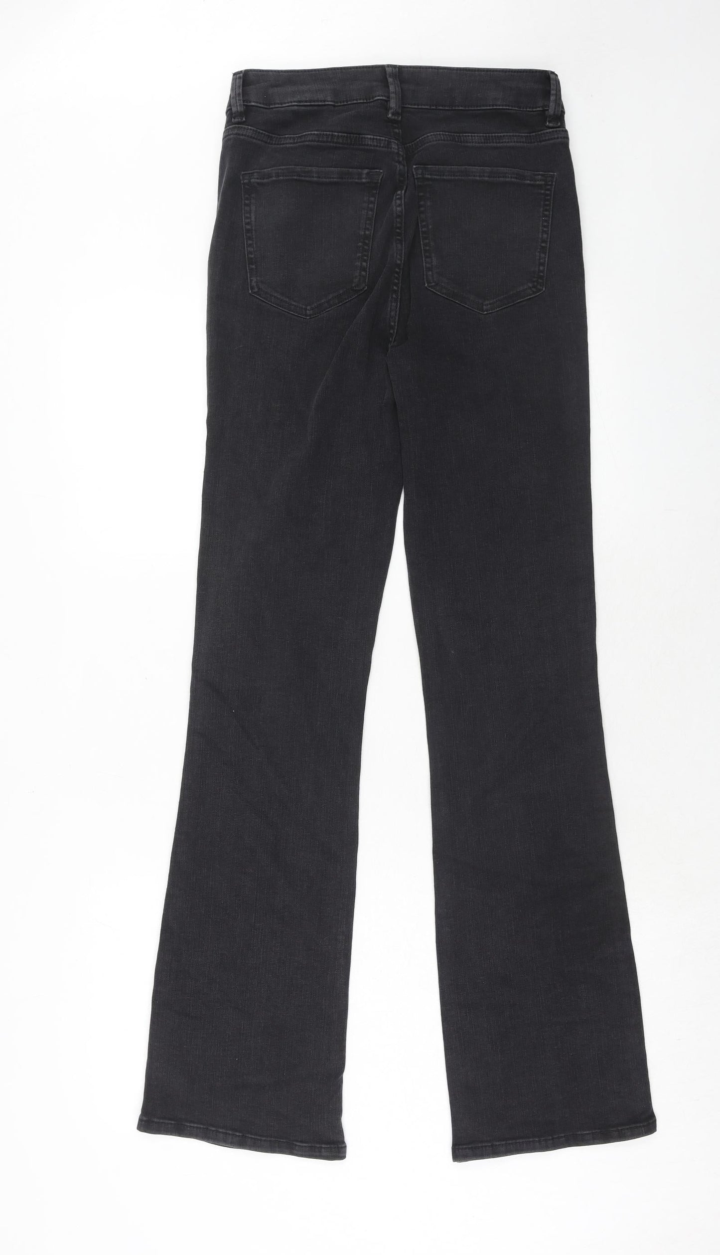 Marks and Spencer Womens Black Cotton Straight Jeans Size 8 Regular Zip