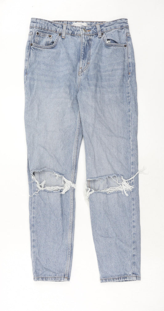 Topshop Womens Blue Cotton Skinny Jeans Size 28 L30 in Regular Zip