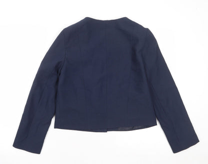 Back view of ASOS women’s blue polyester jacket blazer, size UK 12, - open