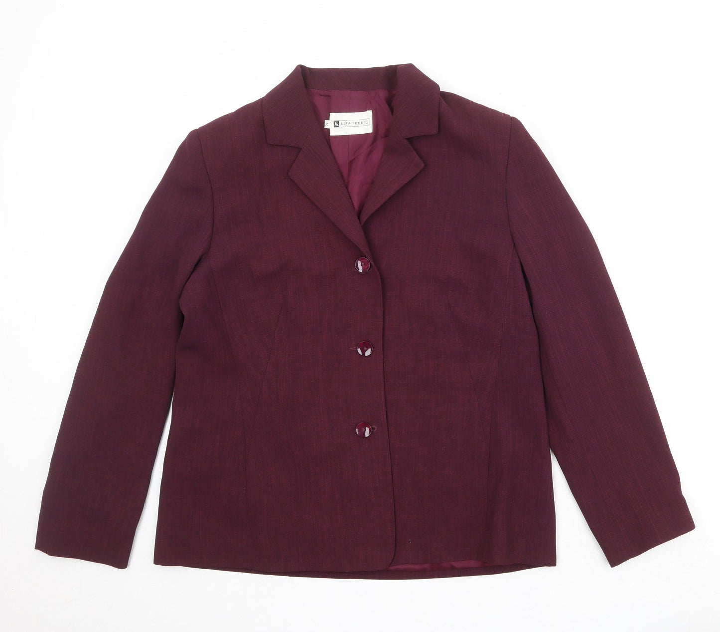 Liza Lovell Womens Purple Polyester Jacket Blazer Size 14