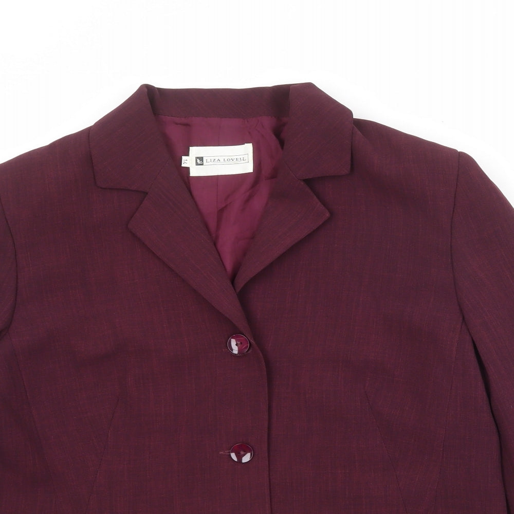 Liza Lovell Womens Purple Polyester Jacket Blazer Size 14