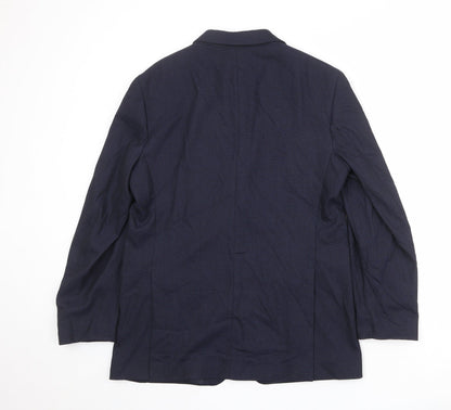Zara Mens Blue Polyester Jacket Suit Jacket Size 40 Regular