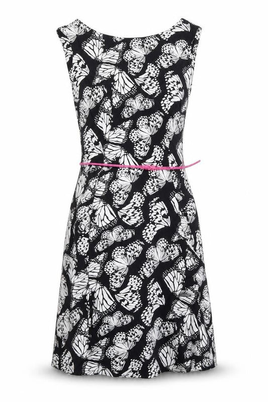 Wallis Womens Black Geometric Viscose A-Line Size 10 Round Neck Zip - Butterfly