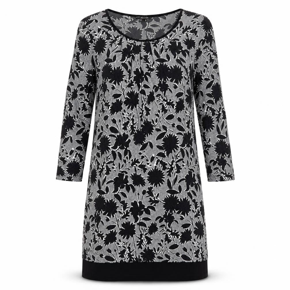 Debenhams Womens Black Floral Viscose A-Line Size 12 Round Neck Pullover