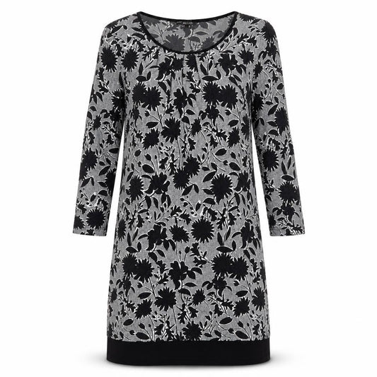 Debenhams Womens Black Floral Viscose A-Line Size 12 Round Neck Pullover