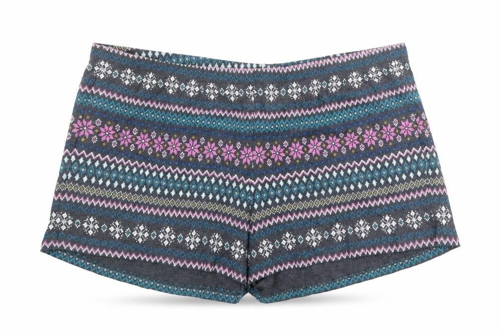 Marks & Spencer Womens Multicoloured Fair Isle Polyester Basic Shorts Size 38 in Regular Pull On