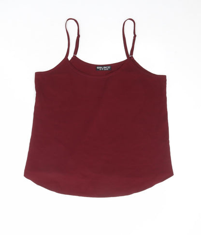 Select Womens Red Polyester Basic Tank Size 14 Round Neck