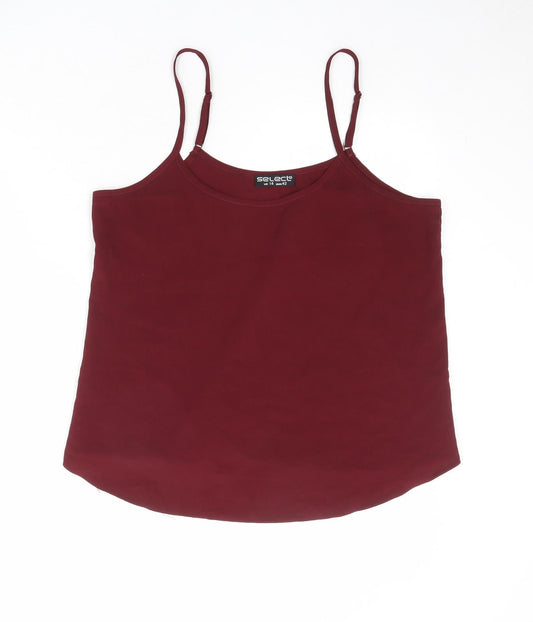 Select Womens Red Polyester Basic Tank Size 14 Round Neck