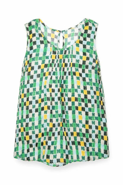 Nomads Womens Multicoloured Geometric Polyester Basic Tank Size 14 Round Neck