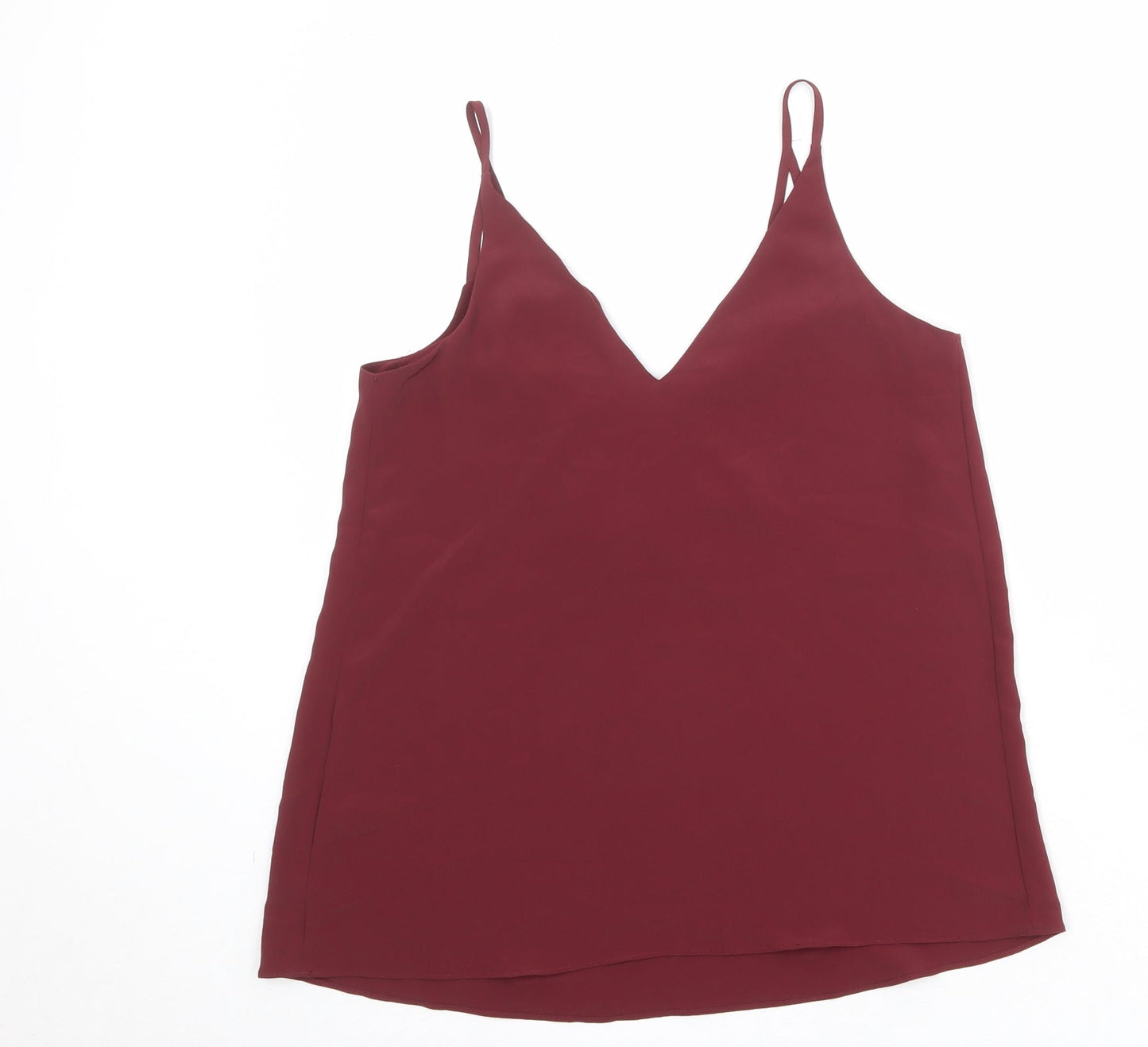 River Island Womens Red Polyester Basic Tank Size 8 V-Neck