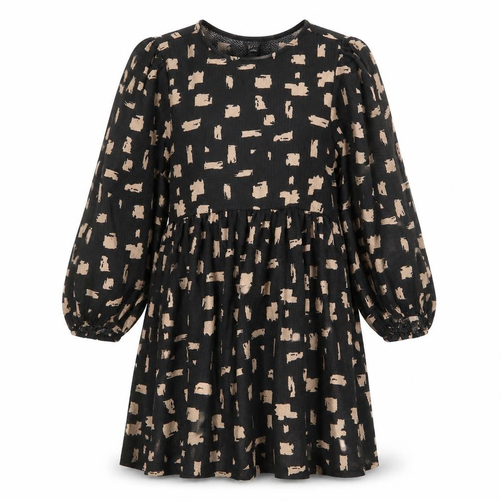 New Look Womens Black Geometric Polyester A-Line Size 10 Round Neck Pullover