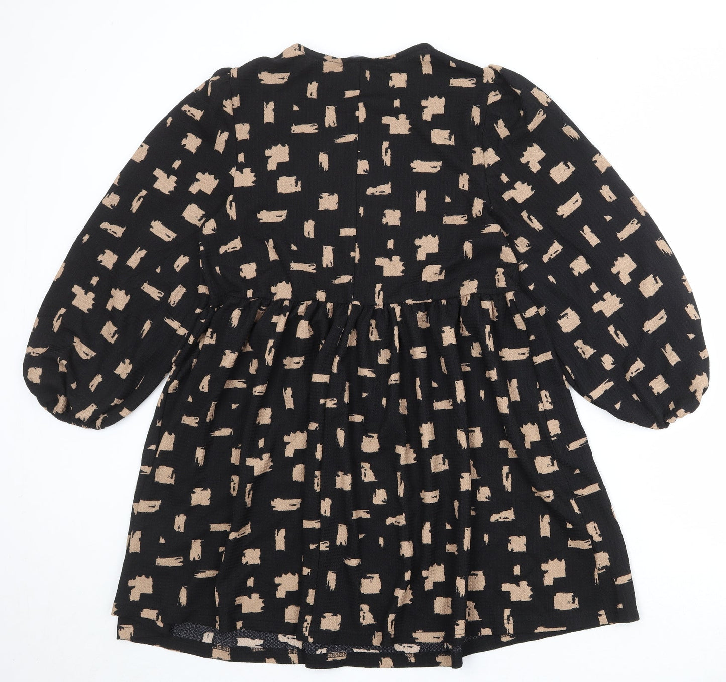 New Look Womens Black Geometric Polyester A-Line Size 10 Round Neck Pullover