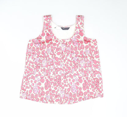 Marks & Spencer Womens Pink Animal Print Polyester Basic Tank Size 8 Scoop Neck