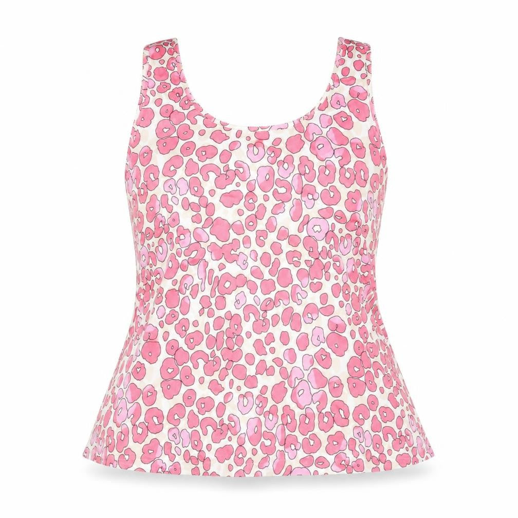 Marks & Spencer Womens Pink Animal Print Polyester Basic Tank Size 8 Scoop Neck