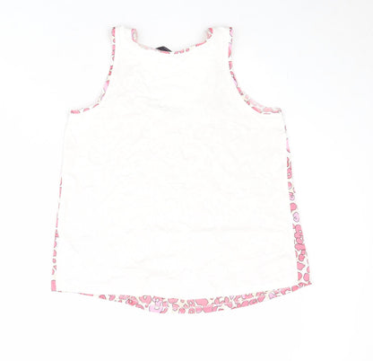 Marks & Spencer Womens Pink Animal Print Polyester Basic Tank Size 8 Scoop Neck