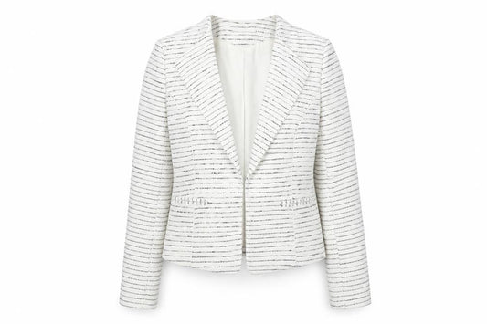 H&M Womens White Striped Jacket Blazer Size 10