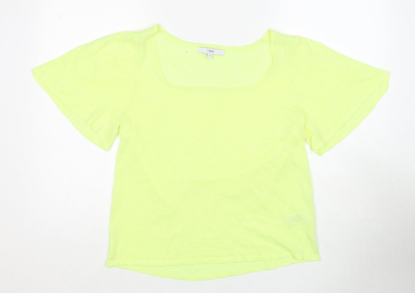 NEXT Womens Yellow Acrylic Basic Blouse Size 14 Round Neck