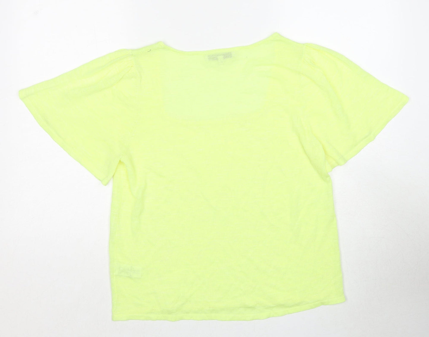 NEXT Womens Yellow Acrylic Basic Blouse Size 14 Round Neck