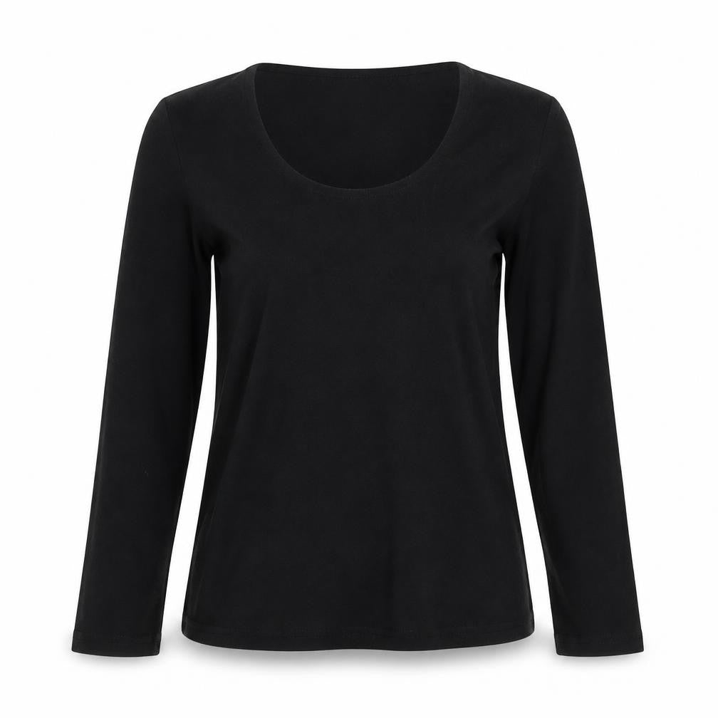 Emreco Womens Black Scoop Neck Cotton Pullover Jumper Size 10