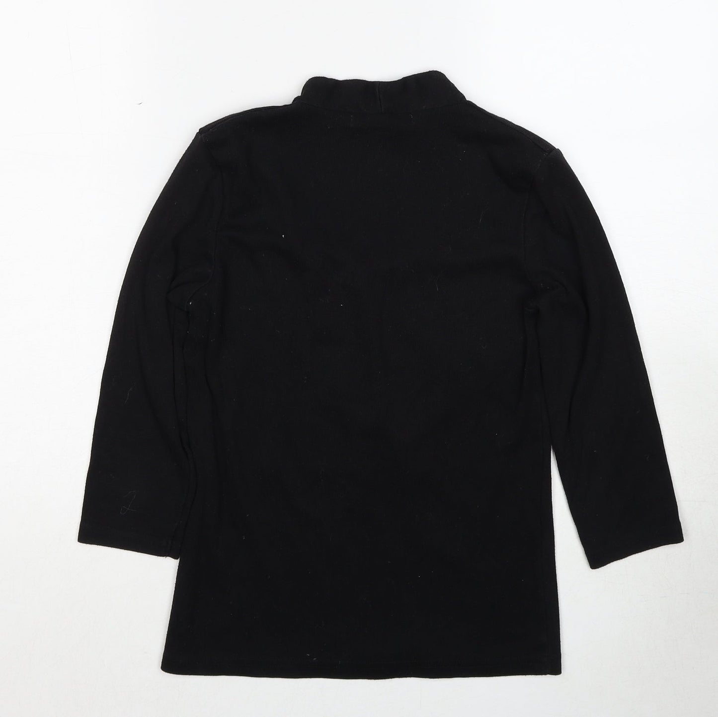 Emreco Womens Black Scoop Neck Cotton Pullover Jumper Size 10