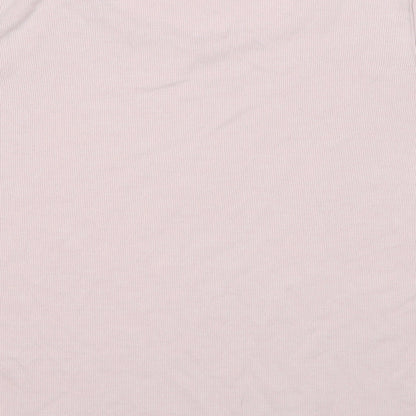 Bonmarché Womens Pink Polyester Basic T-Shirt Size S Boat Neck - Ribbed