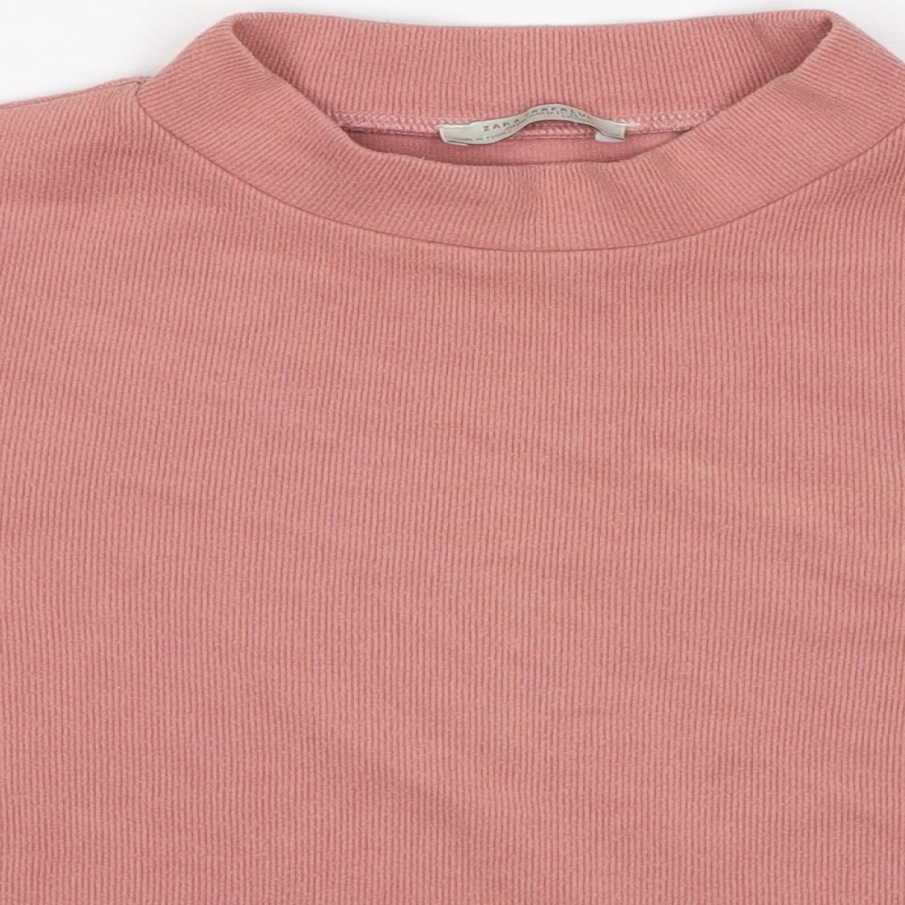 Zara Womens Pink Round Neck Polyester Pullover Jumper Size M