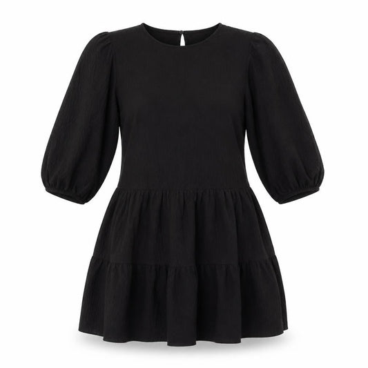 New Look Womens Black Polyester Trapeze & Swing Size 8 Round Neck Button