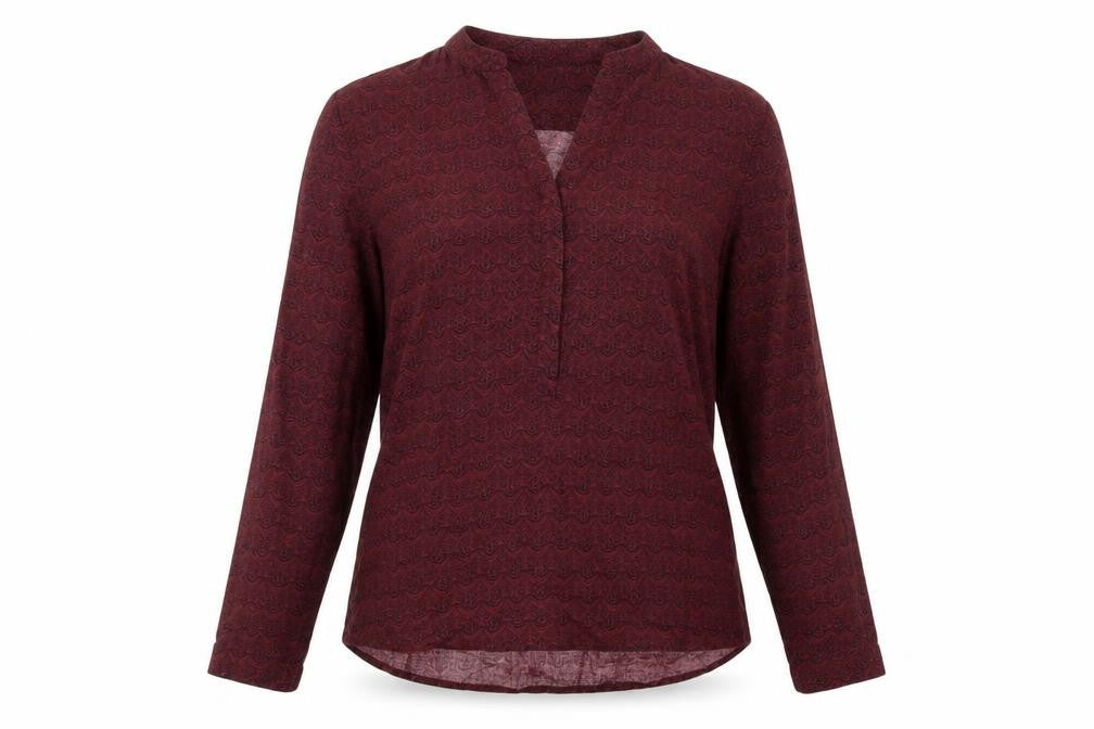 Best Mountain Womens Red Geometric Viscose Basic Blouse Size S V-Neck