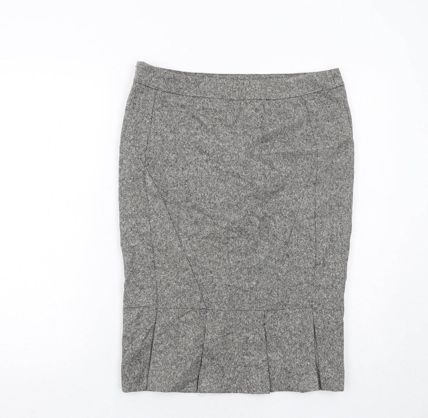Warehouse Womens Grey Wool Straight & Pencil Skirt Size 12 Zip