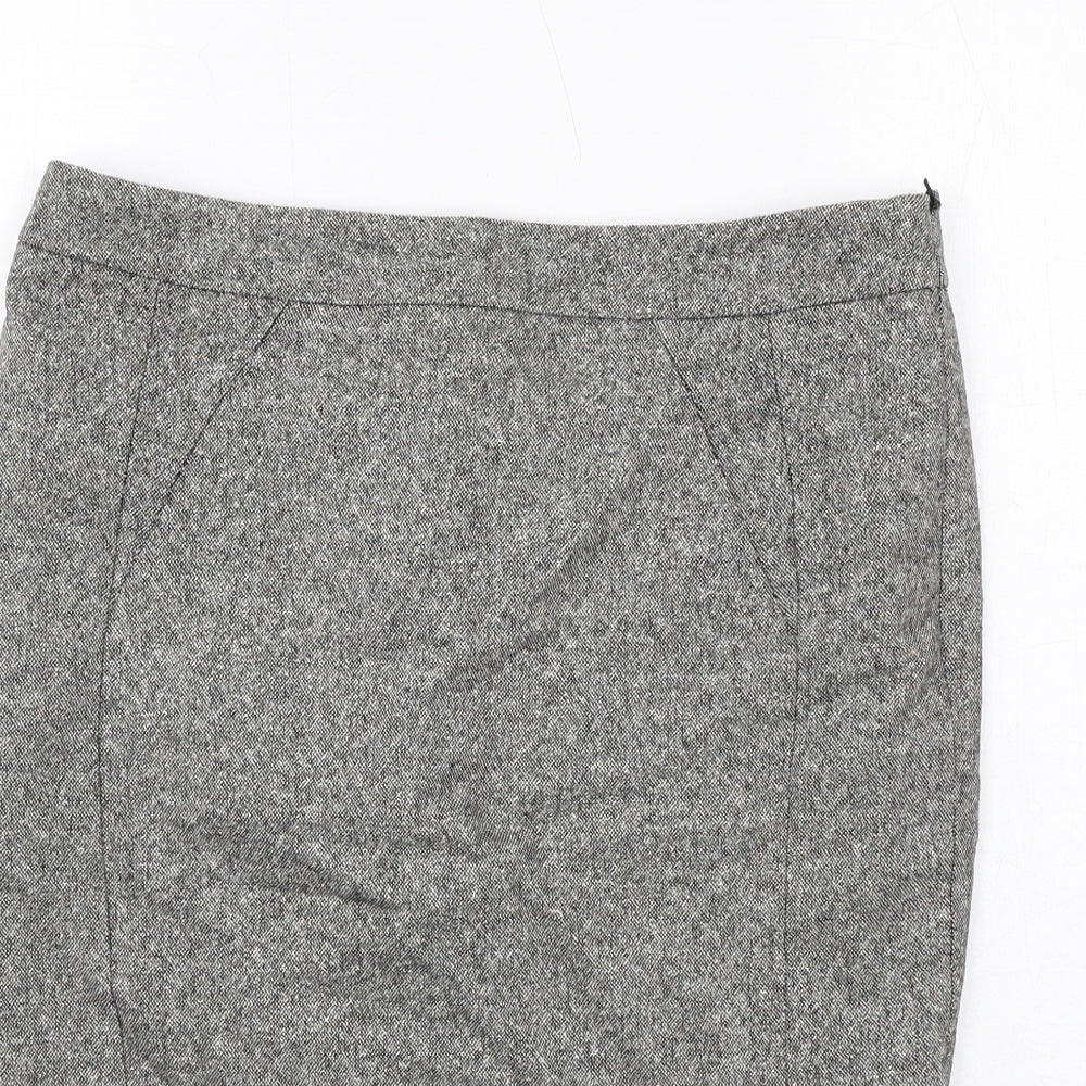 Warehouse Womens Grey Wool Straight & Pencil Skirt Size 12 Zip