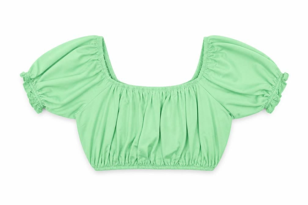 Urban Outfitters Womens Green Polyester Cropped Blouse Size S Off the Shoulder - Lace Up Back