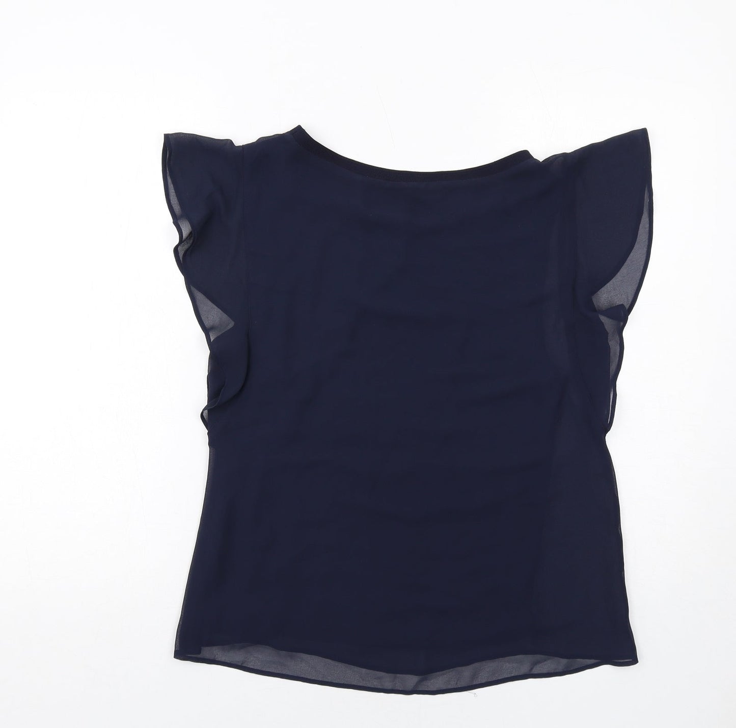 Zara Womens Blue Polyester Basic Blouse Size S Boat Neck